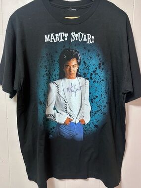 vintage • signed marty stuart tshrit xl black band tee 90s tour
